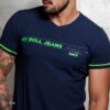 Camiseta Gola V Pit Bull - Azul Marinho com Verde (2)